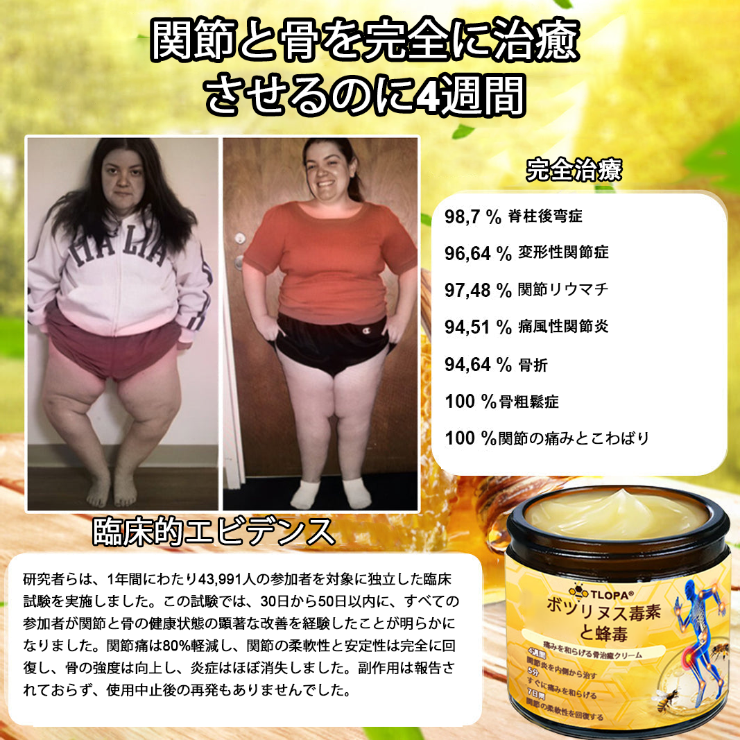 🔥🔥TLOPA®ボツリヌストキシンとビーベノムの骨の痛みを和らげ、癒すバーム🐝（整形外科医がシニアに推奨）🔥。