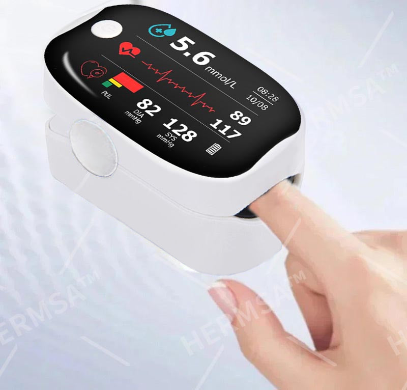【正規販売店】HERMSA Precision 多機能非侵襲医療機器（血糖値、酸素飽和度、血圧測定用）[99.9%精度]🔥。